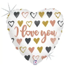 Globo Foil Corazón Estampado Love You 45 cm