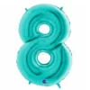 Globo Foil Número 8 Azul Turquesa 1 Metro