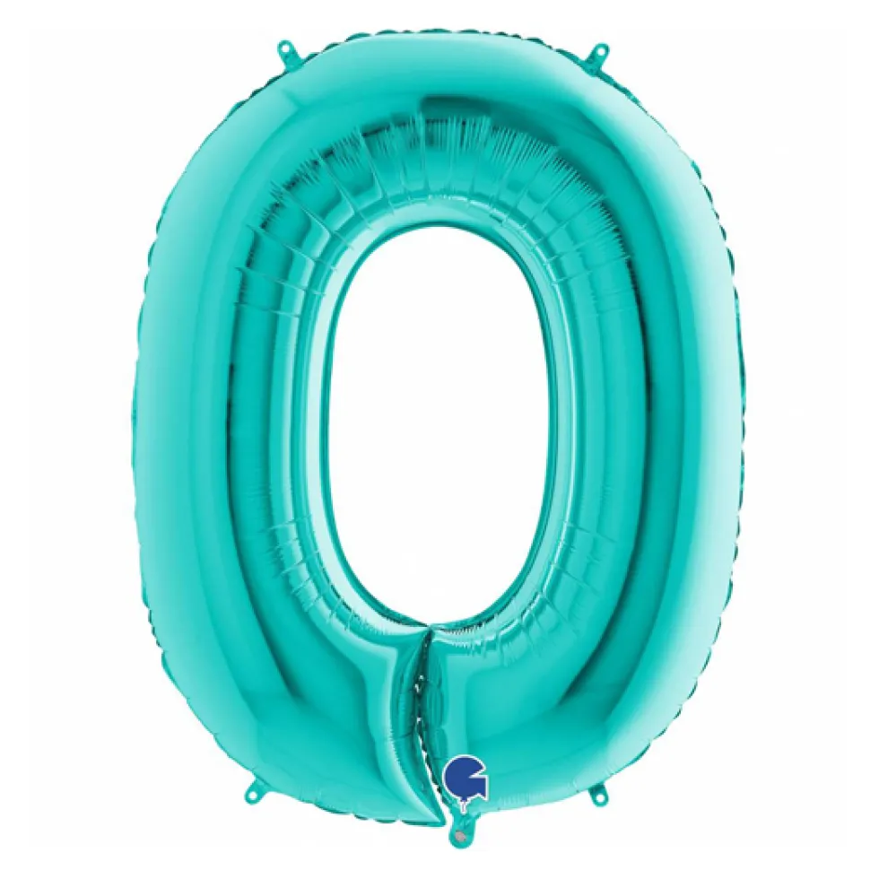 Globo Foil Número 0 Azul Turquesa 1 Metro