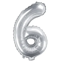 Globo Foil Número 6 Plateado 35 cm