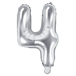 Globo Foil Número 4 Plateado 35 cm
