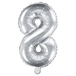 Globo Foil Número 8 Plateado 35 cm