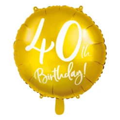 Globo de Foil 40 Cumpleaños Oro 45 cm