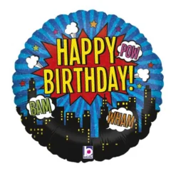 Globo Foil Cumpleaños Superhéroes 45 cm