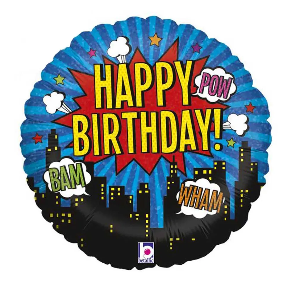Globo Foil Cumpleaños Superhéroes 45 cm