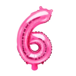 Globo Foil Número 6 Rosa Intenso 35 cm