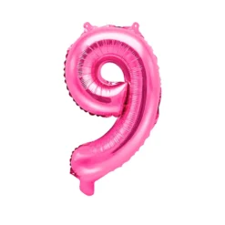 Globo Foil Número 9 Rosa Intenso 35 cm