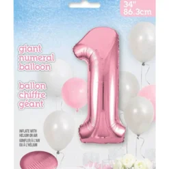 Globo Foil Nº1 Rosa Claro 86 cm