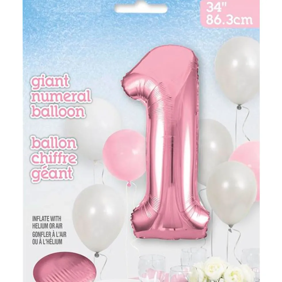 Globo Foil Nº1 Rosa Claro 86 cm