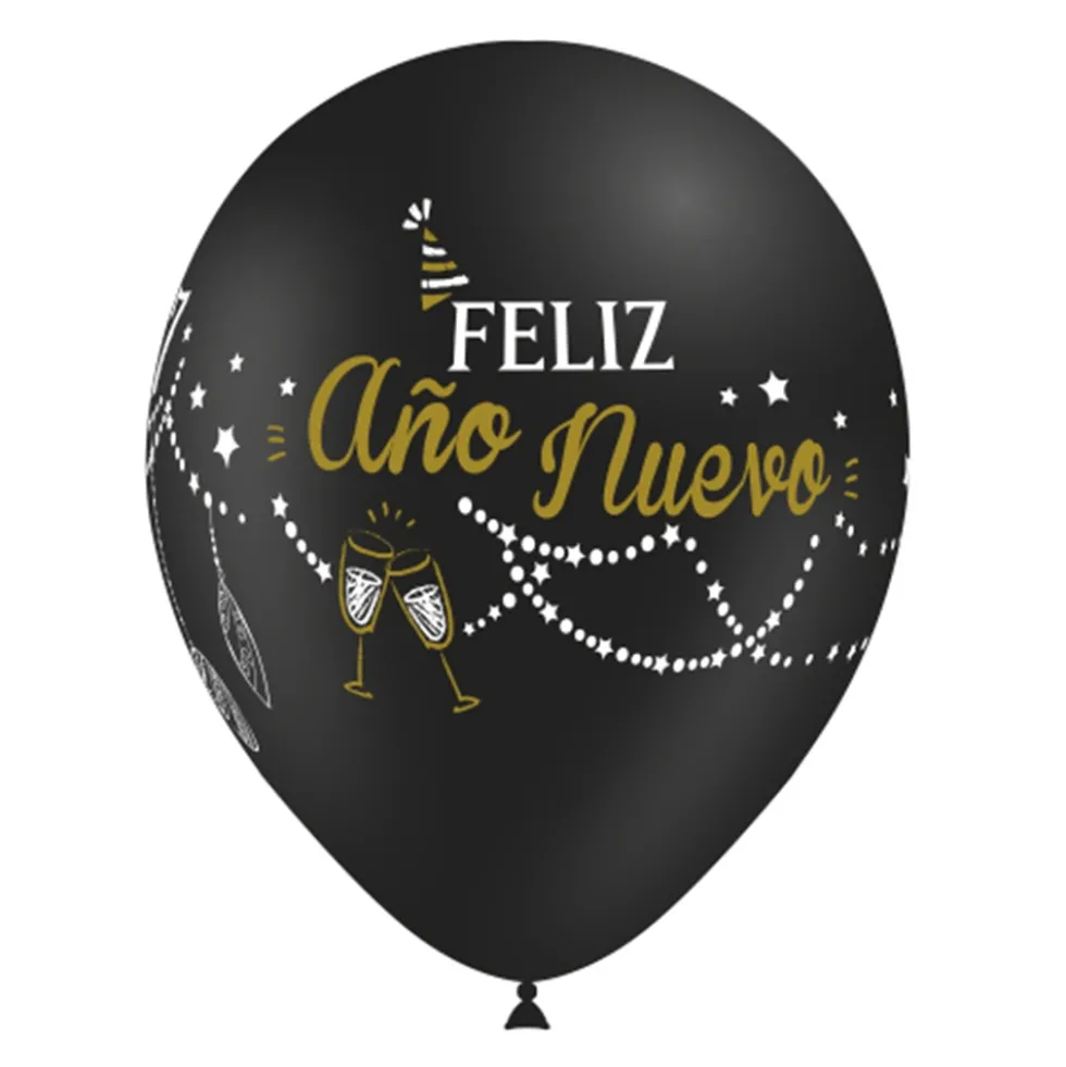 Globos Feliz Año Nuevo 30 cm 8 ud