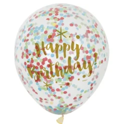 Globos Happy Birthday con Confeti Multicolor