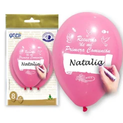 Globos Personalizables Comunión Rosa 8 ud