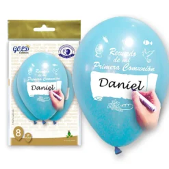 Globos Personalizables Comunión Azul 8 ud