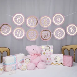 Guirnalda Baby Shower en Rosa y Dorado