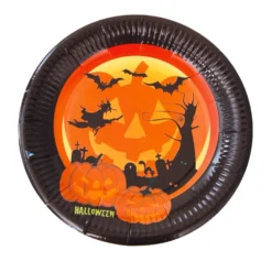 Juego de 8 Platos Bruja y Calabazas 23cm