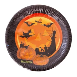Juego de 8 Platos Bruja y Calabazas 23cm