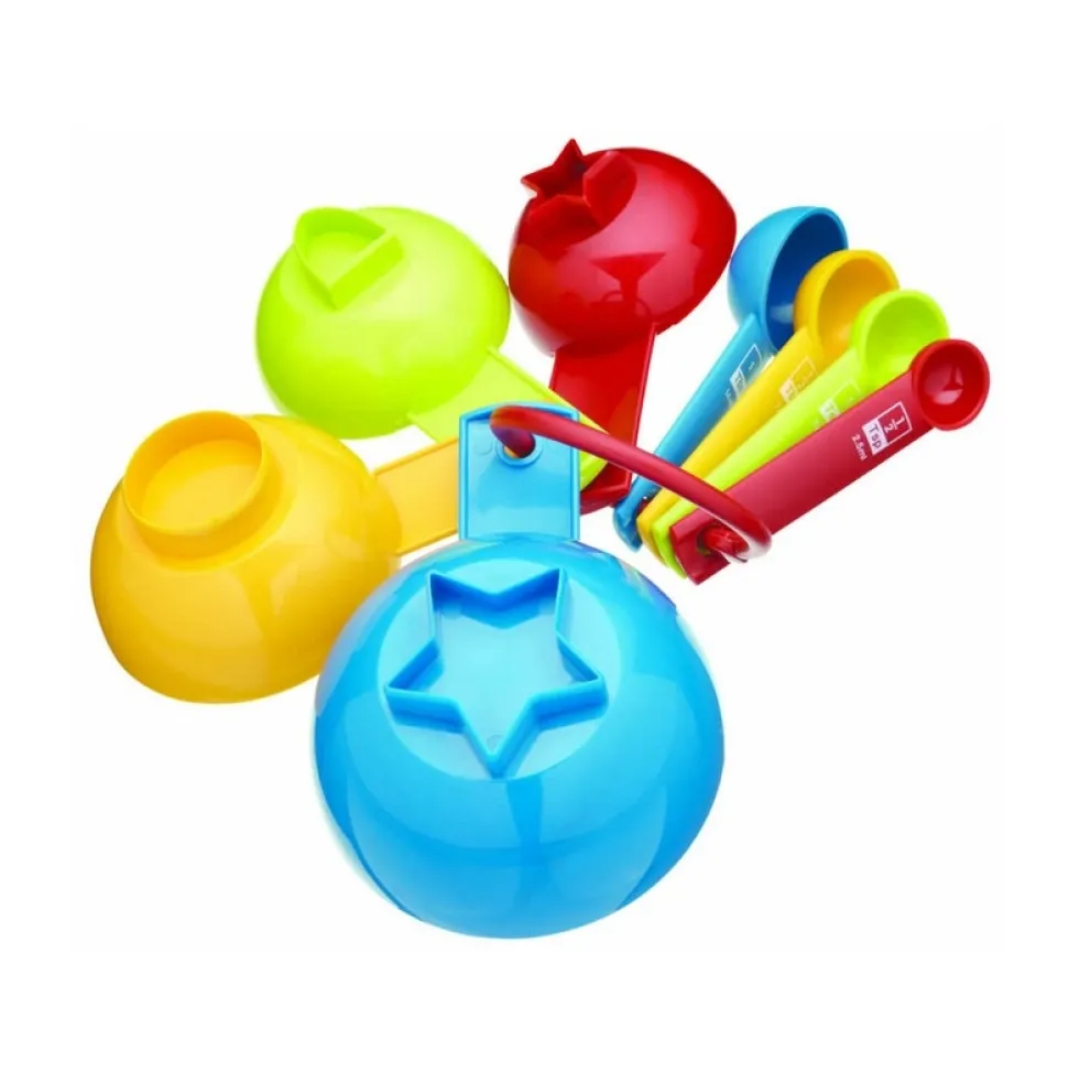 Juego de 8 Tazas y Cucharas Medidoras Multicolor