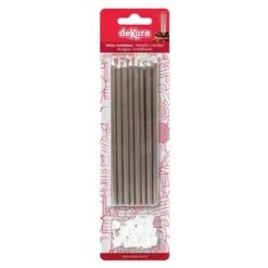 Juego de 16 Velas Metálicas color Plata 13 cm - Dekora
