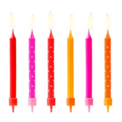 Juego de 6 Velas Rosas, Rojas y Naranjas