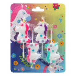 Juego de 4 Velas Unicornio Arcoíris