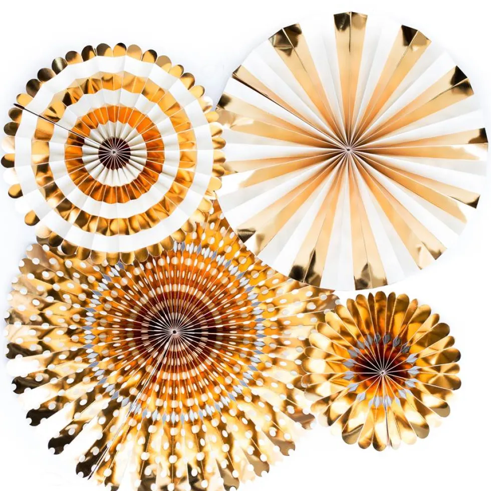 Juego de 4 Abanicos decorativos Dorados