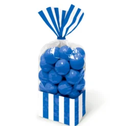 Juego de 10 bolsas para dulces azul real y blancas