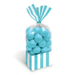 Juego de 10 bolsas para dulces celestes y blancas