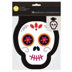 Juego de 15 Bolsas para Dulces con Forma de Calavera