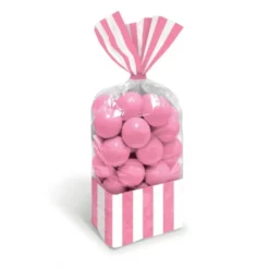 Juego de 10 bolsas para dulces rosas y blancas