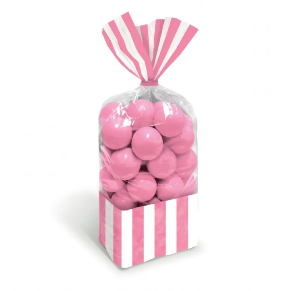 Juego de 10 bolsas para dulces rosas y blancas