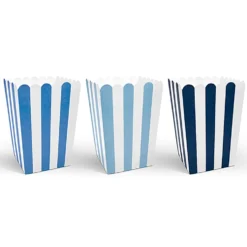 Juego de 6 Cajas para Palomitas a Rayas Azules