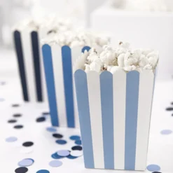 Juego de 6 Cajas para Palomitas a Rayas Azules