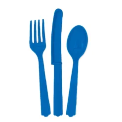 Juego de 18 Cubiertos de Plástico Azul Intenso