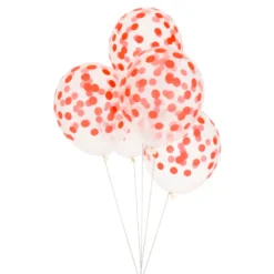 Juego de 5 globos Confeti rojos
