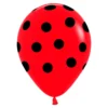 Juego de 8 globos Rojos con Lunares Negros