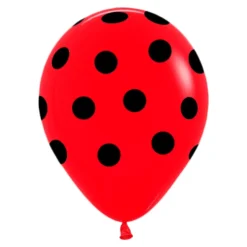 Juego de 8 globos Rojos con Lunares Negros