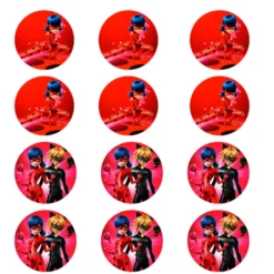 Juego de 12 Impresiones en Oblea Ladybug