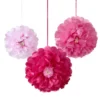 Juego de 3 Pompones Florales Rosas