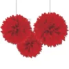 Juego de 3 Pompones Rojos 40 cm