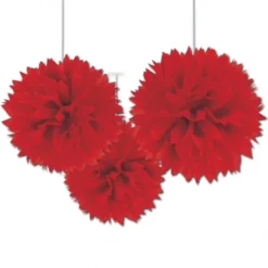 Juego de 3 Pompones Rojos 40 cm