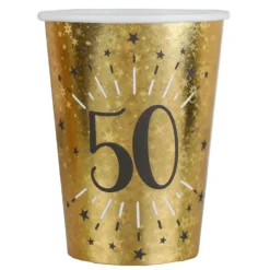 Juego de 10 Vasos Dorados 50 Cumpleaños