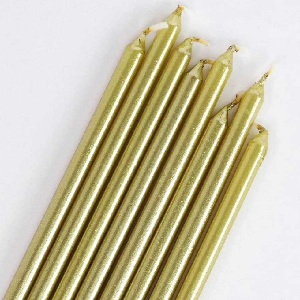Juego de 16 Velas Largas Doradas