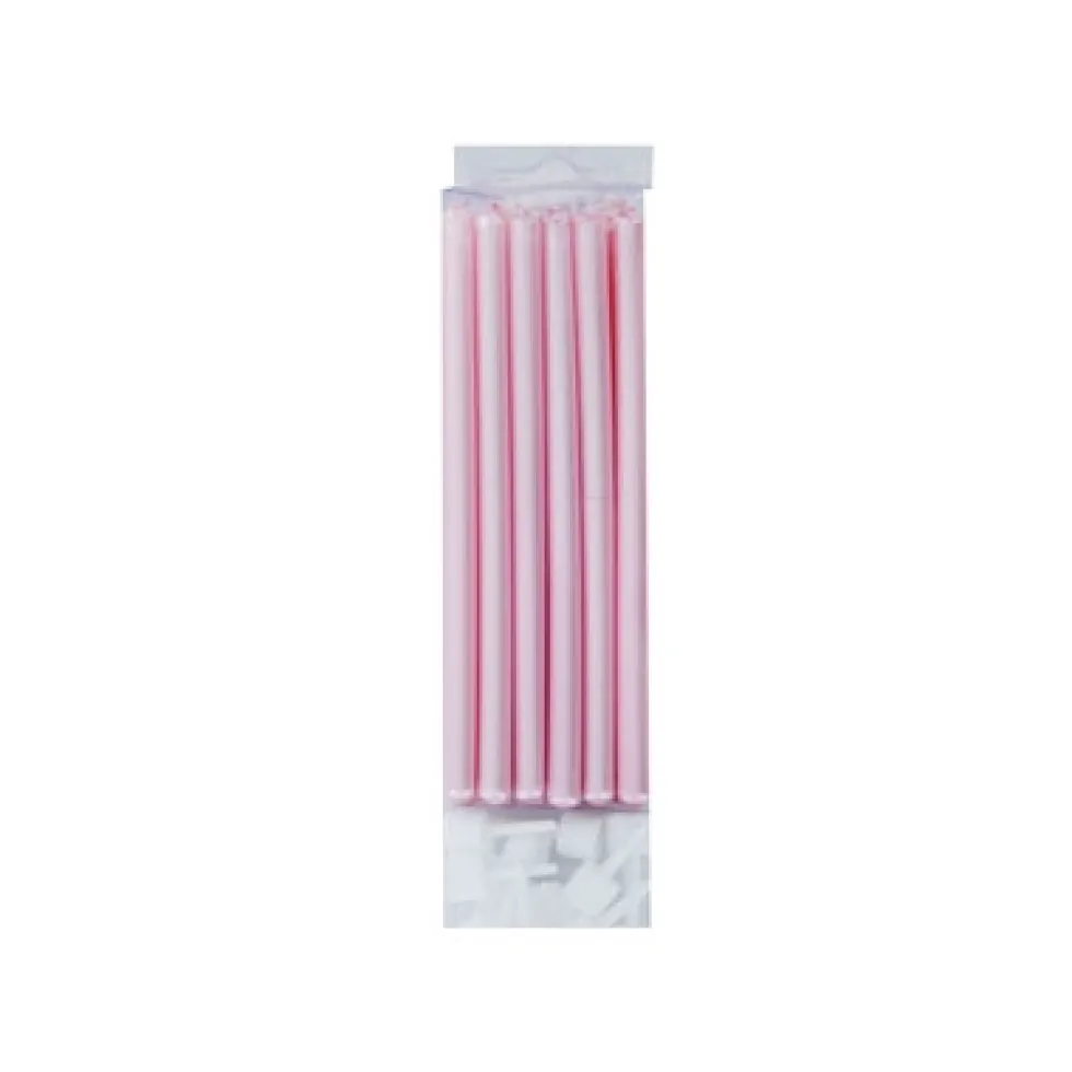 Juego de 12 velas rosa perlado 10cm