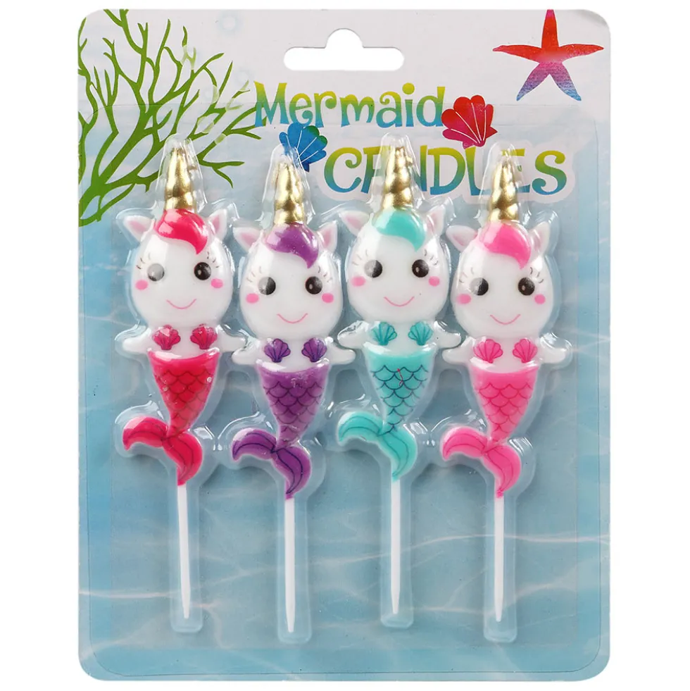 Juego de 4 Velas Unicornio Sirena