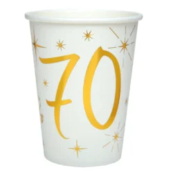 Juego 10 Vasos 70 años Oro 220 ml
