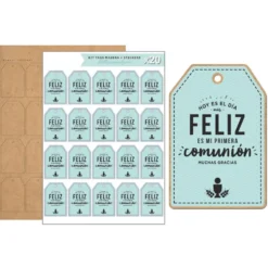 Kit de 20 Etiquetas de Madera Comunión Azul