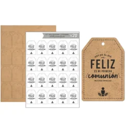 Kit de 20 Etiquetas de Madera Comunión Blanco
