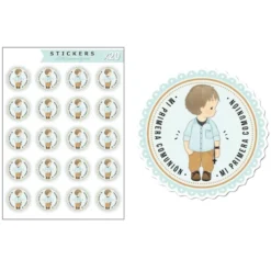 Kit de 20 Etiquetas de Vinilo Adhesivo Comunión Niño