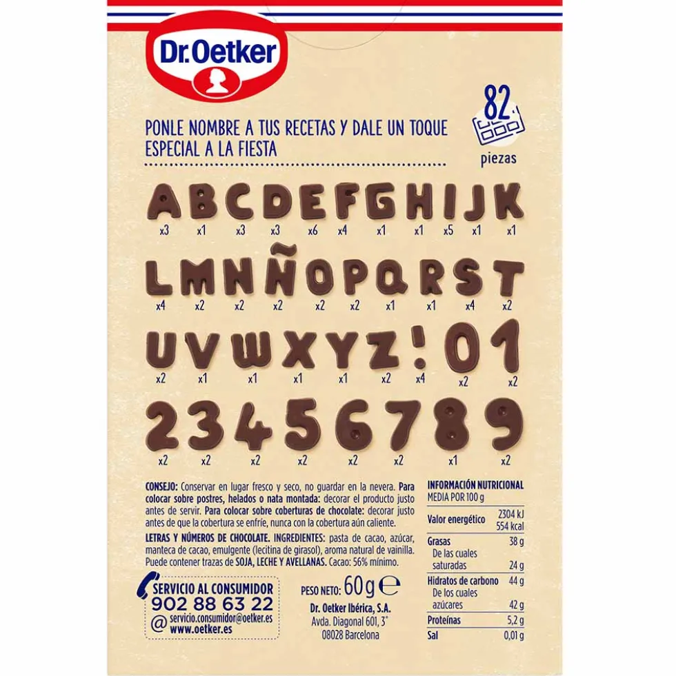 Letras y Números de Chocolate 82 pc - Dr Oetker