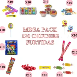 Mega Pack 120 Chuches Surtidas Envueltas para Piñatas y Cumpleaños